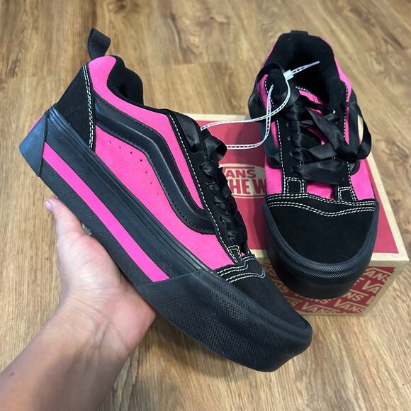VANS Knu Stack suede black fuchsia platform shoes sneakers women’s 9 new - Picture 1 of 6